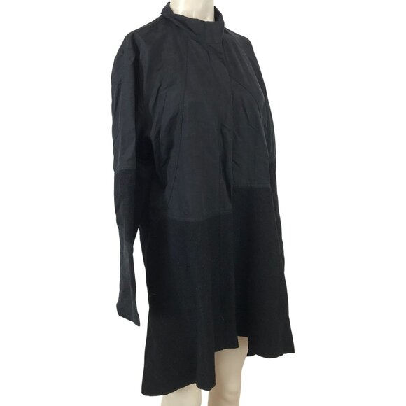 STELLA CARAKASI ~ WOMEN LARGE~BLACK HEMP BLEND/WOOL DUSTER JACKET BOHO LAGENLOOK - Picture 1 of 7
